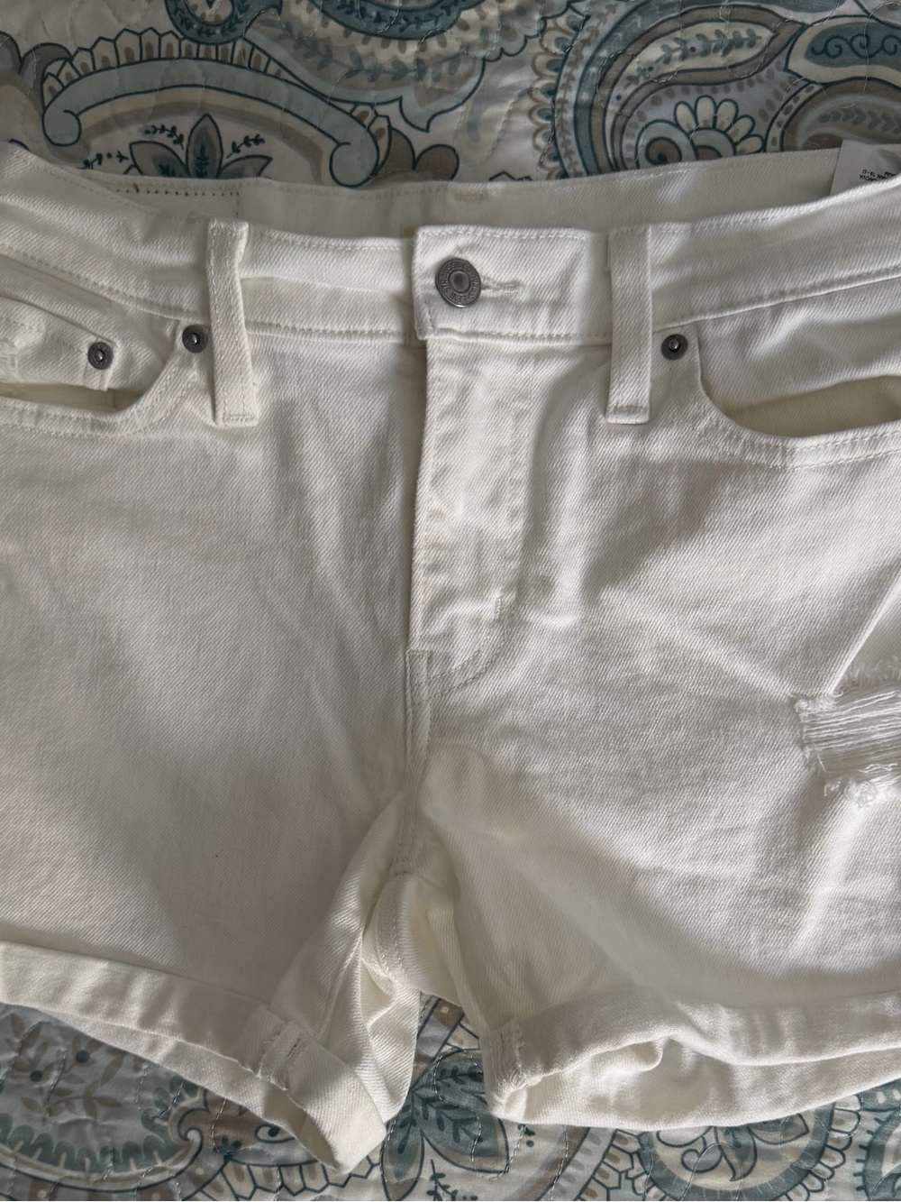 Levi White Denim Cutoff Shorts